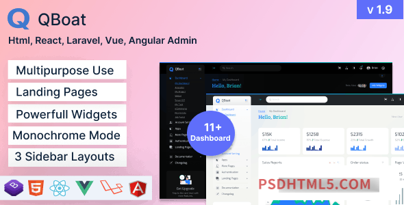 Qboat v1.9 – Bootstrap 5 Responsive Admin Dashboard Template-尚睿切图网