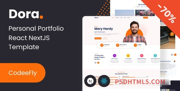 Dora – Personal Portfolio React NextJS Template-尚睿切图网