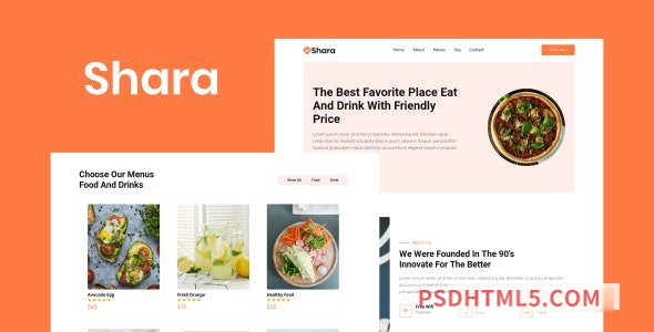 Shara – Food – Drink Landing Page Template-尚睿切图网