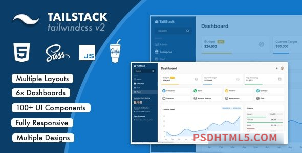 TailStack v2.0.2 – Tailwind CSS Admin Dashboards-尚睿切图网