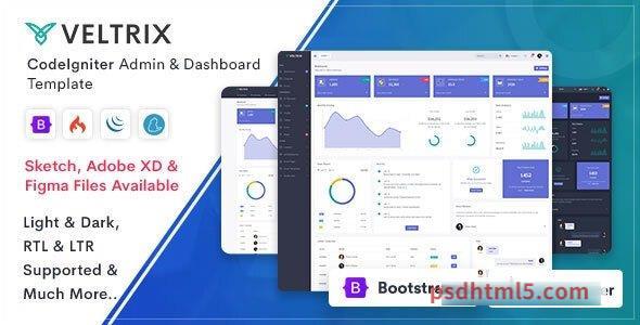 Veltrix – CodeIgniter Admin – Dashboard Template-尚睿切图网