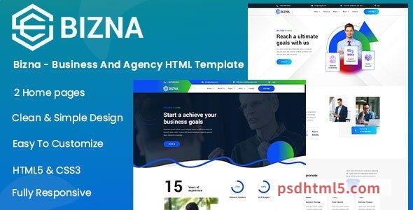 Bizna - Business And Agency HTML Template-尚睿切图网