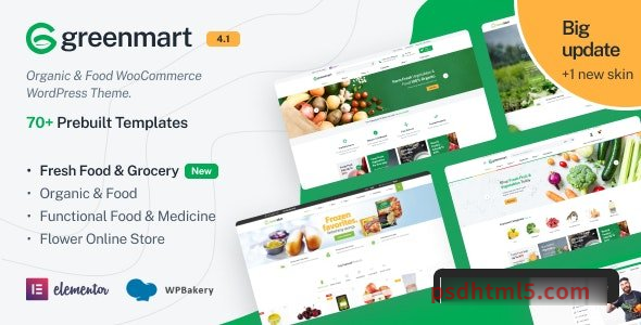 GreenMart v4.1 - Organic - Food WooCommerce wordpress主题-WordPress Theme-尚睿切图网