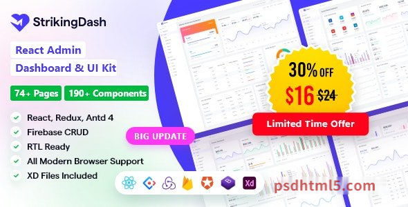 StrikingDash v3.0.2 – React Admin Dashboard Template-尚睿切图网