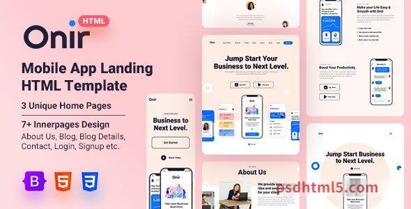 Onir – Mobile App Landing HTML Template-尚睿切图网