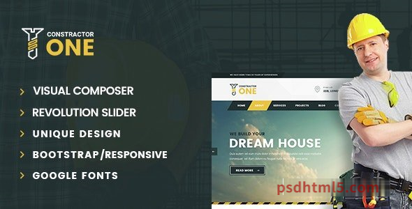 Constructor One v2.2 – Construction wordpress主题-WordPress Theme-尚睿切图网