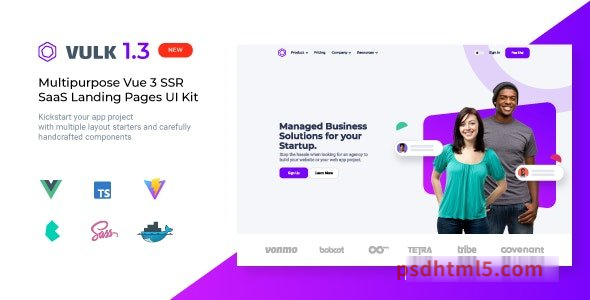 Vulk v1.3.0 – Multipurpose Vue 3 SSR SaaS Landing Pages UI Kit-尚睿切图网