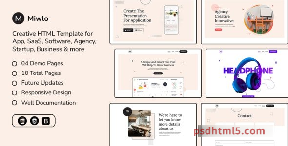 Miwlo - Landing Page HTML Template-尚睿切图网
