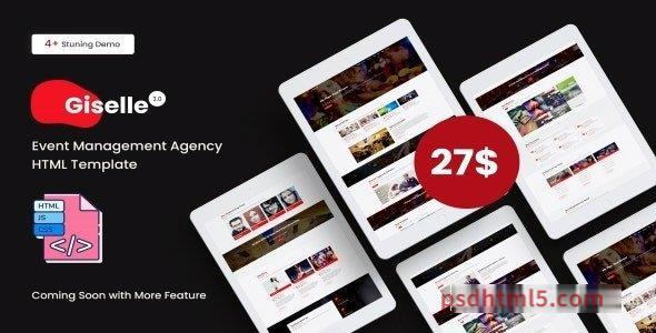 Giselle – One Page Creative Multipurpose Template With Single Blog Page-尚睿切图网