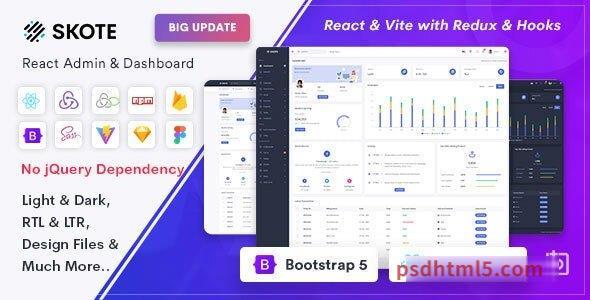 Skote v4.0.3 – React Admin – Dashboard Template + Sketch-尚睿切图网