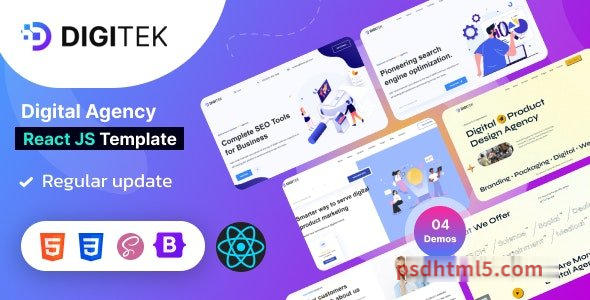Digitek - Saas - Digital Agency React NextJS Template-尚睿切图网