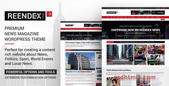Reendex v1.0.5 - Broadcast News Magazine wordpress主题-WordPress Theme-尚睿切图网