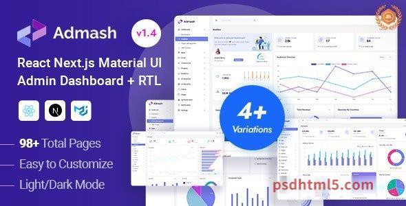 Admash v1.4 - Material Design React Next Admin Dashboard Template-尚睿切图网