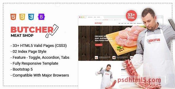 Butcher - Meat Shop eCommerce HTML Template-尚睿切图网