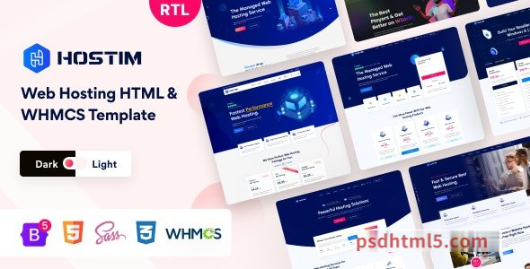 Hostim v4.0.0 - Web Hosting Services HTML Template with WHMCS-尚睿切图网