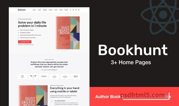 Bookhunt – Author eBook Landing React Template-尚睿切图网