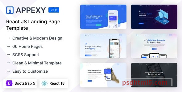 Appexy – React Landing Page Template-尚睿切图网