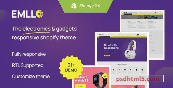 Emllo v1.0 - The Electronics - Gadgets Responsive Shopify Theme-尚睿切图网