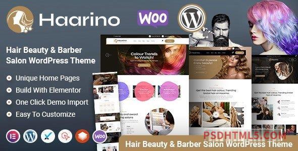 Haarino v1.2 - Hair Beauty Makeup Salon - Barber Shop wordpress主题-WordPress Theme-尚睿切图网