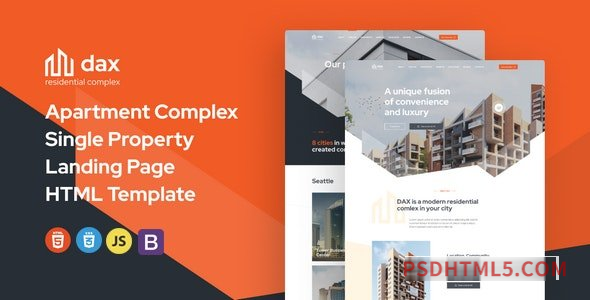 DAX – Apartment Complex Landing Page HTML Template-尚睿切图网