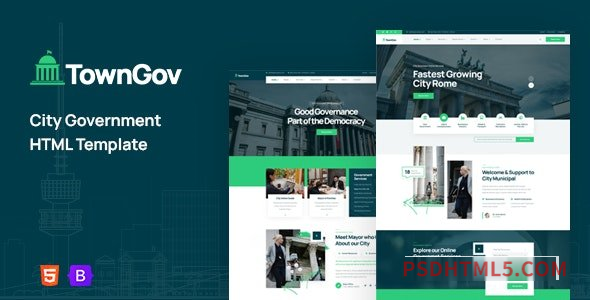 Towngov v1.1 - City Government HTML Template-尚睿切图网