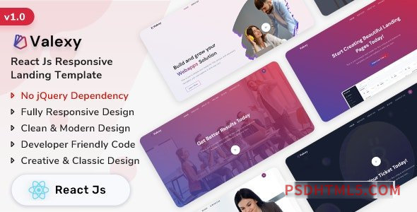 Valexy - React Js Landing Page Template-尚睿切图网