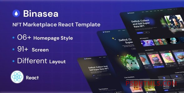 Binasea - NFT Marketplace React Template-尚睿切图网