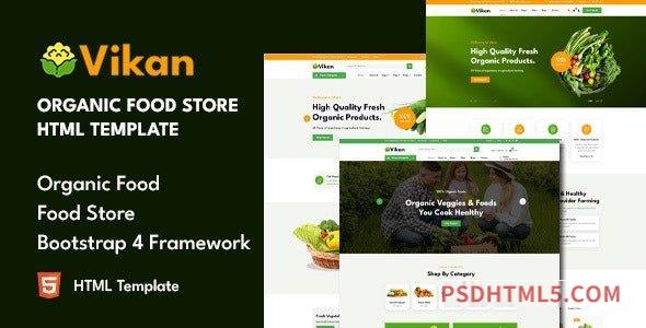 Vikan – Organic Food Store HTML Template-尚睿切图网