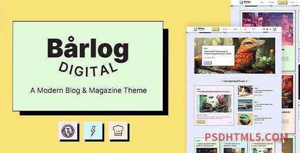 Barlog v1.1 – A Modern Blog – Magazine Theme-尚睿切图网