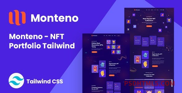 Monteno – NFT Portfolio Tailwind CSS Template-尚睿切图网