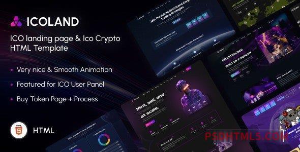 ICOLand – NFT landing page – Crypto HTML Template-尚睿切图网