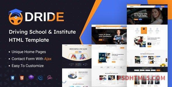 Dride – Driving School – Courses HTML Template-尚睿切图网