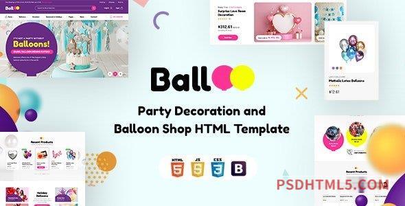 Balloo – Party Decoration and Balloon Shop HTML Template-尚睿切图网