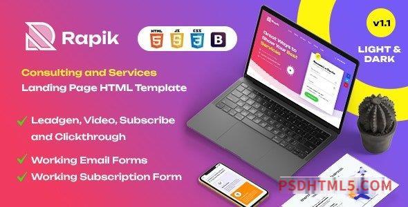 Rapik - Creative Consulting and Services HTML Landing Page Template-尚睿切图网