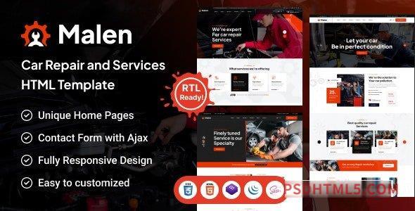 Malen – Car Repair And Services HTML Template-尚睿切图网