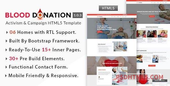 Blood Donation – Activism – Campaign HTML5 Template-尚睿切图网