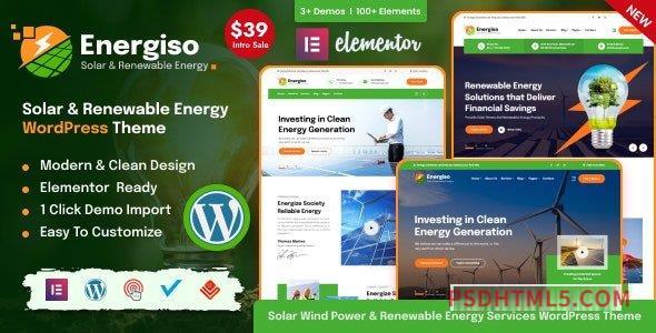 Energiso v1.0 - Solar - Renewable Energy wordpress主题-WordPress Theme-尚睿切图网