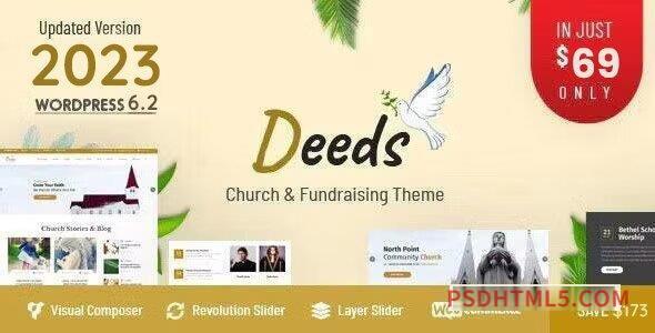 Deeds v9.3 – Best Responsive Nonprofit Church wordpress主题-WordPress Theme-尚睿切图网