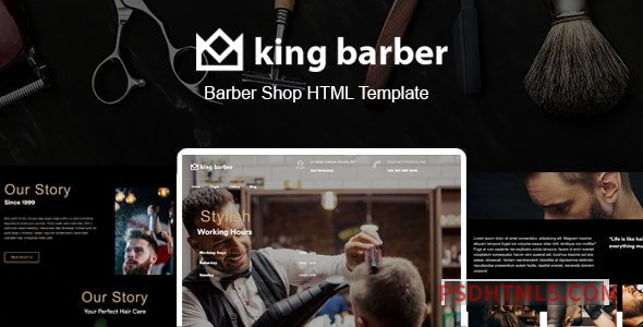 King Barber – Barber Shop Template-尚睿切图网