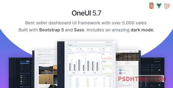 OneUI v5.7 – Bootstrap 5 Admin Dashboard Template, Vue Edition – Laravel 10 Starter Kit-尚睿切图网