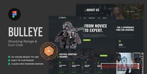 Bullseye – Shooting Range – Gun Club Figma Template-尚睿切图网