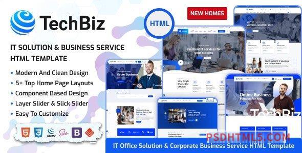 Techbiz v1.0 – IT Solution – Business Consulting Service HTML Template-尚睿切图网