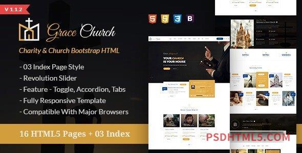 Grace Church v1.1.2 - Charity Bootstrap HTML Template-尚睿切图网