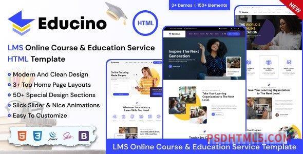 Educino – LMS, Online Course – Education Service HTML Template-尚睿切图网