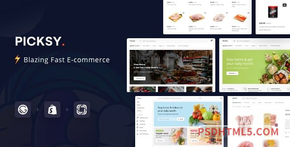 Picksy – React Gatsby Grocery Ecommerce Template-尚睿切图网