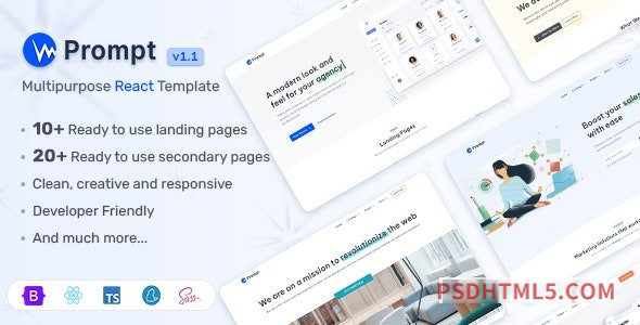 Prompt v1.1.0 – Modern – Multipurpose React Template-尚睿切图网