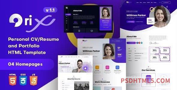 Orix – Personal CV/Resume and Portfolio HTML Template-尚睿切图网