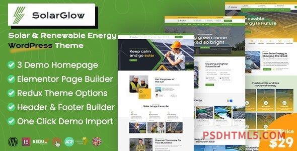 Solarglow v1.1.0 – Solar – Renewable Energy wordpress主题-WordPress Theme-尚睿切图网