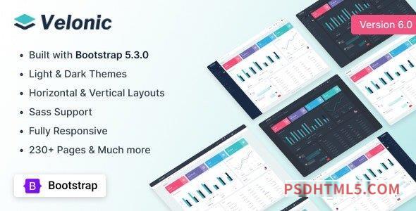 Velonic v6.0 – Admin – Dashboard Template-尚睿切图网