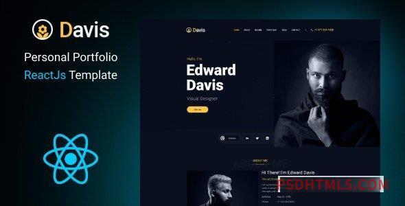 Davis – Personal Portfolio ReactJs Template-尚睿切图网